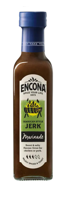 Jamajská marináda Jerk od značky Encona s pikantní chilli a kořením pro maso, drůbež a grilovanou zeleninu