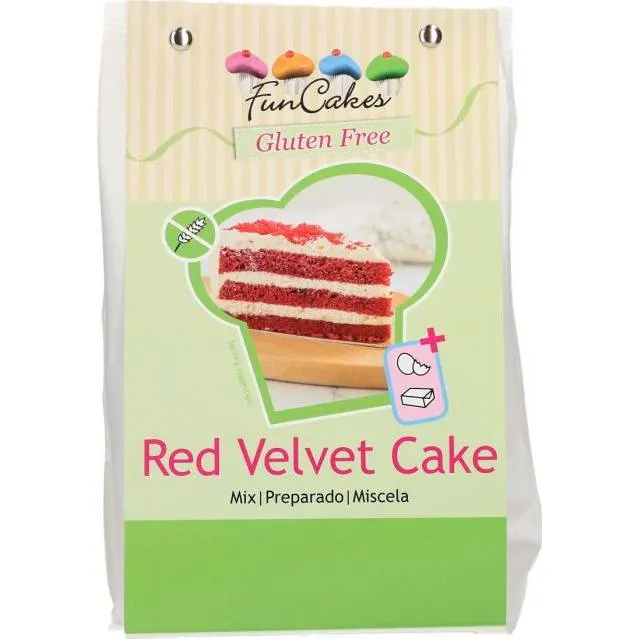 Směs na bezlepkový red velvet korpus FunCakes v balení 400 g pro přípravu vláčného dortového těsta