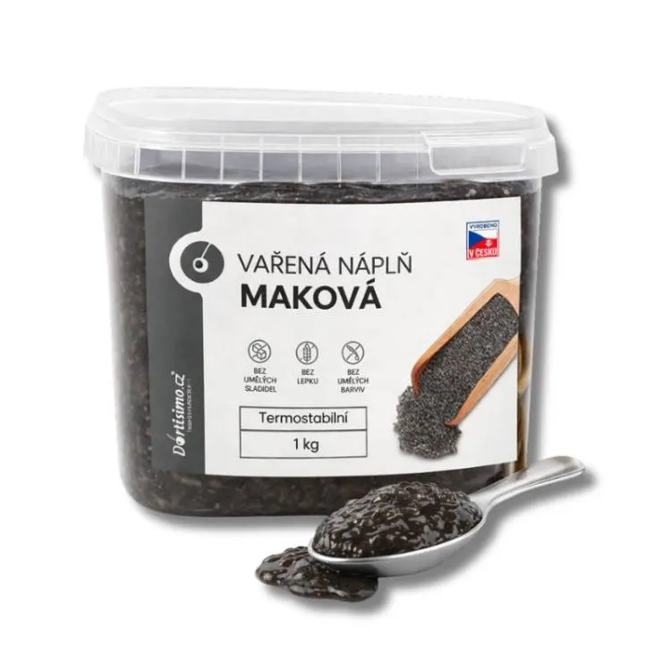 Vařená maková náplň s 30 % modrého máku, hotová k plnění koláčů a závinů