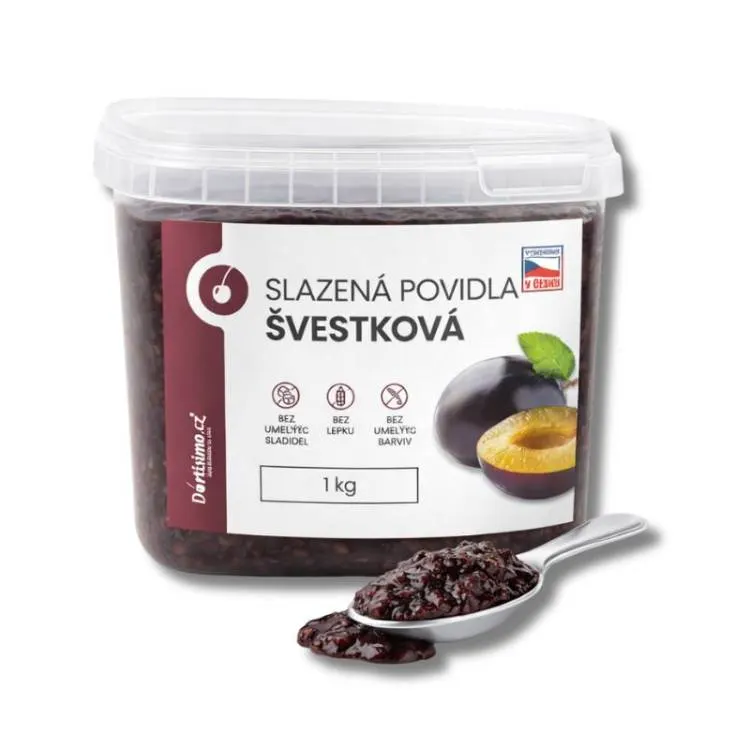 Slazená švestková povidla v balení 1 kg pro pečení koláčů, buchet a dezertů
