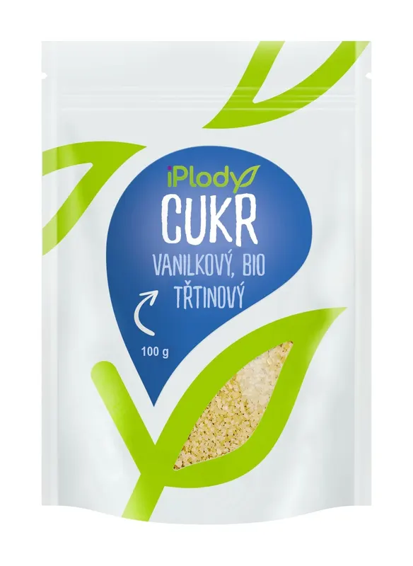 Třtinový BIO cukr s mletou pravou vanilkou iPlody v balení 100 g k pečení a dochucování sladkých pokrmů