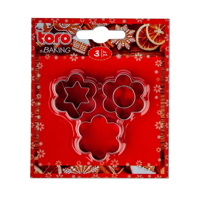 Sada tří kovových vánočních vykrajovátek Kytička se středem od značky TORO na linecké pečivo
