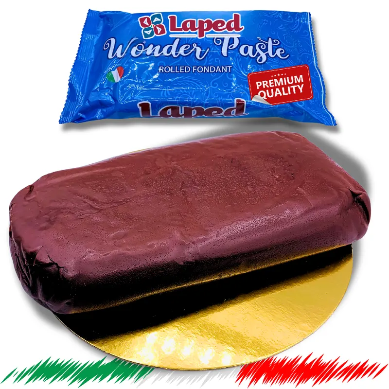 Hnědá potahovací hmota na dorty značky LAPED s jemnou vanilkovou chutí v balení 1 kg