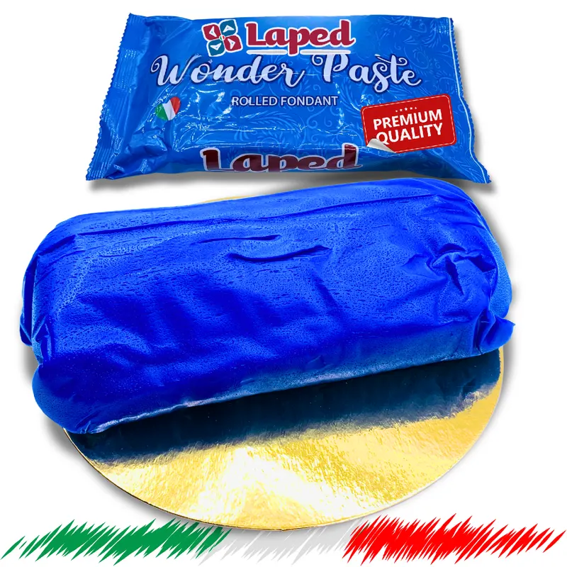 Modrá potahovací hmota LAPED v balení 1 kg k potahování a zdobení dortů s vanilkovou příchutí