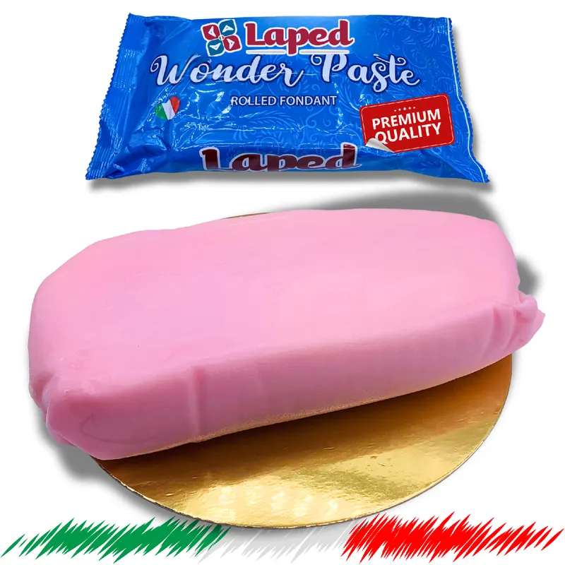 Světle růžová potahovací hmota na dorty LAPED v balení 1 kg, italská kvalita s jemnou vanilkovou chutí