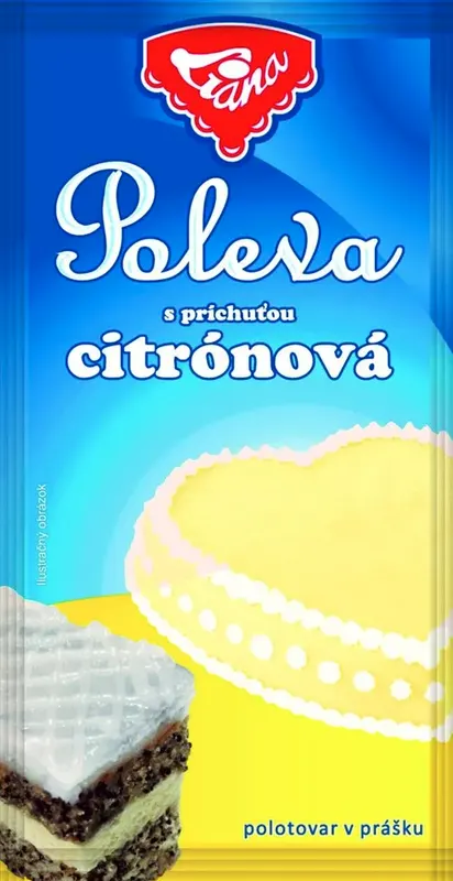 Prášková citrónová poleva značky Liana na zdobení dortů a zákusků, balení 2 x 25 g