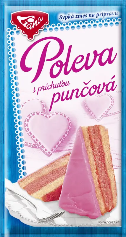 Prášková poleva Liana s punčovou příchutí v balení 2 x 25 g na zdobení dortů a pečiva