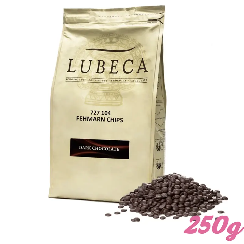 Německá tmavá čokoláda Lubeca 60% s vanilkou v dóze o hmotnosti 250 g vhodná na potahování a výrobu pralinek