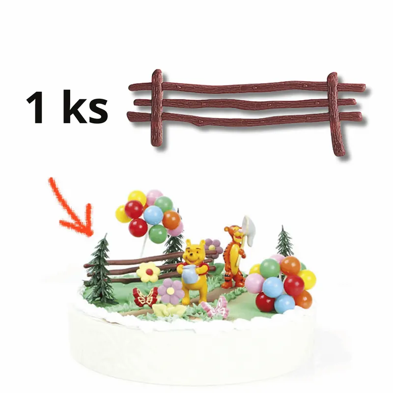 Plastový plot na dort, dekorace pro zdobení dortů a cukrářských výrobků v MODECOR provedení, cca 14 cm dlouhý