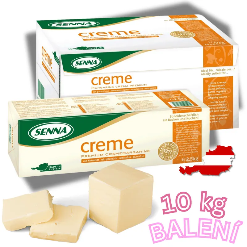 Margarín Senna crema 80 % na krémy a linecké těsto v balení 10 kg