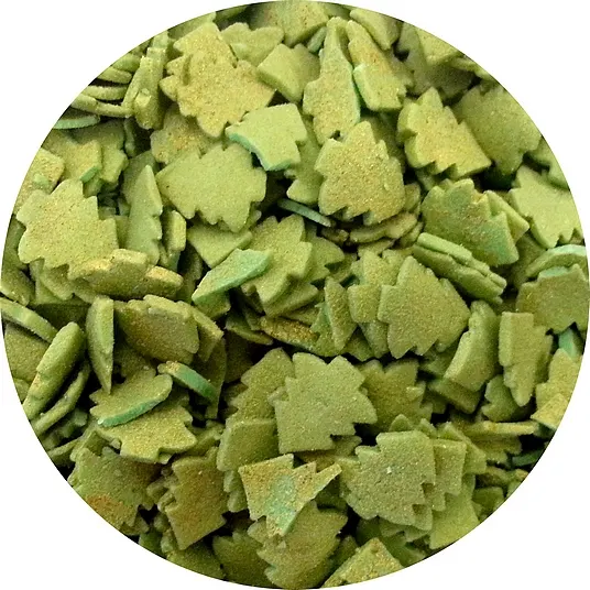 Cukrové stromečky Vola colori ve zlato-zelené barvě, 40 g, k zdobení dortů a zákusků