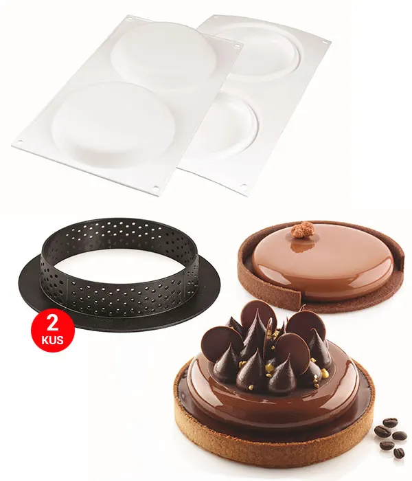 Silikonová forma s děrovanými ráfky Tarte Ring pro pečení dortů a koláčů ve dvou kusech