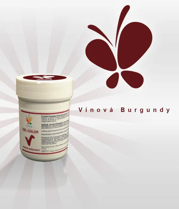 Gelová barva na pečení vínového odstínu Burgundy v kelímku 30 g pro barvení krémů a dortů