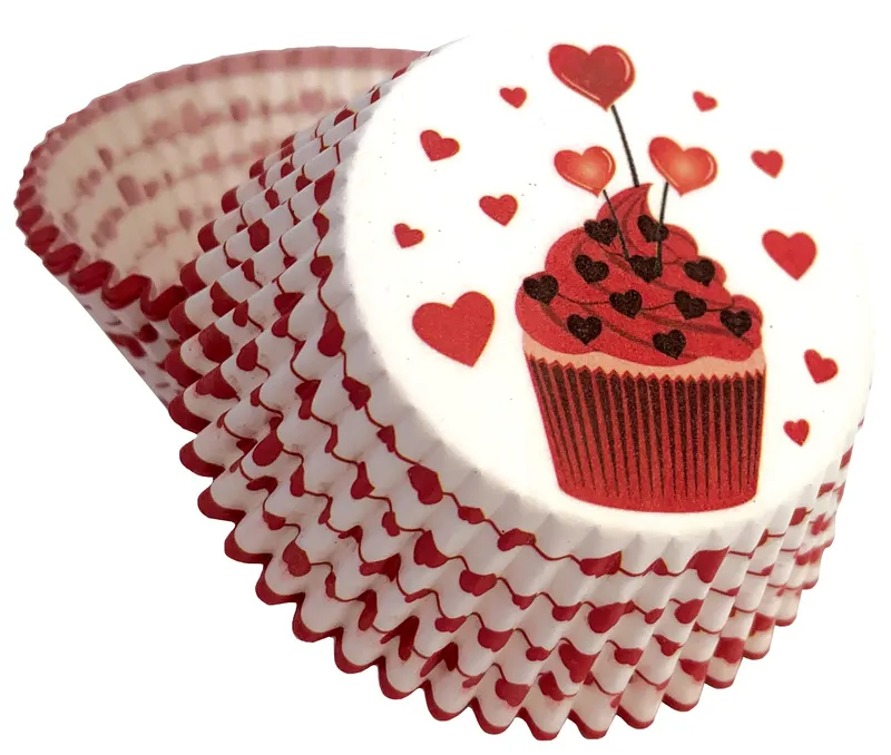 Srdíčkové papírové košíčky na muffiny Alvarak v balení 50 ks vhodné na valentýnské pečení