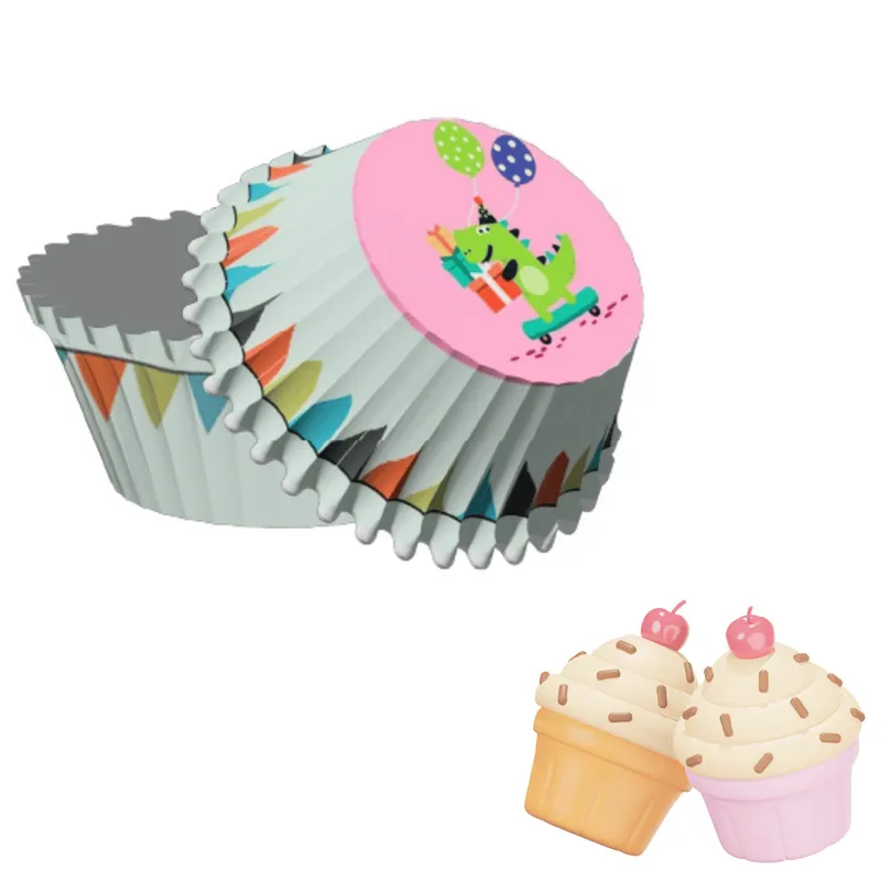 Cukrářské papírové košíčky s dinosauřím motivem na muffiny a cupcaky, balení 50 kusů