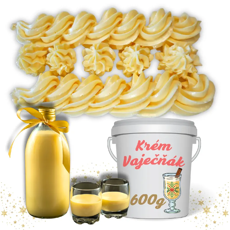 Hotový cukrářský krém s příchutí vaječného likéru v balení 600 g na plnění dortů a cukroví