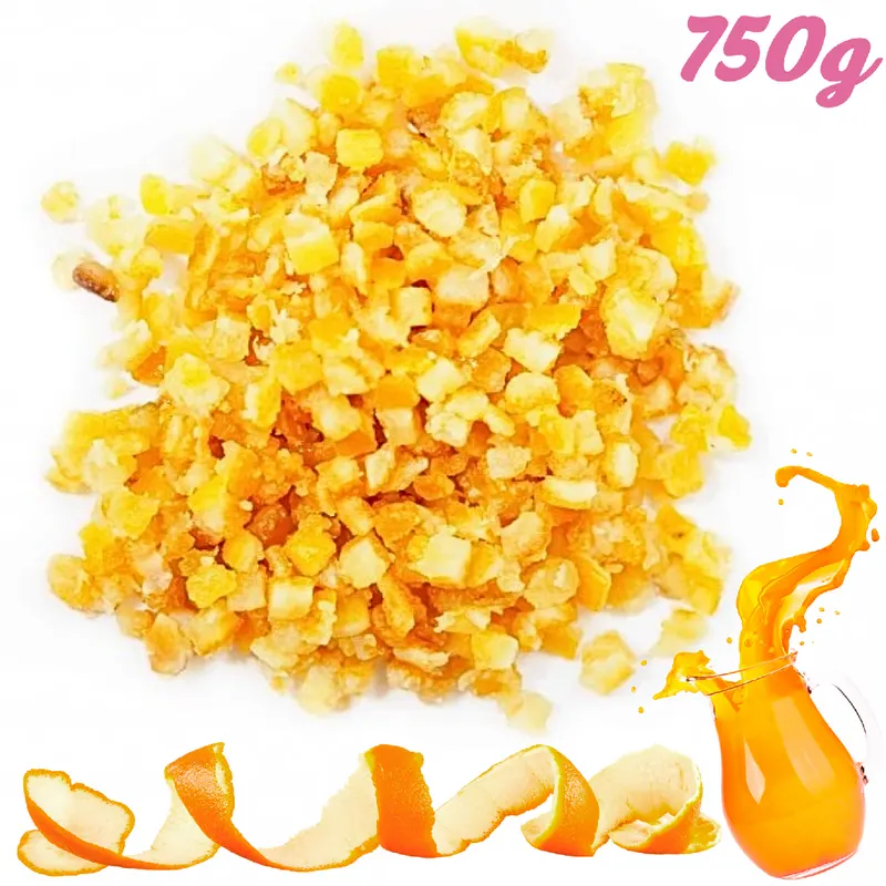 Kandovaná pomerančová kůra v kostičkách, balení 750 g, vhodná do vánočního a celoročního pečiva a dezertů
