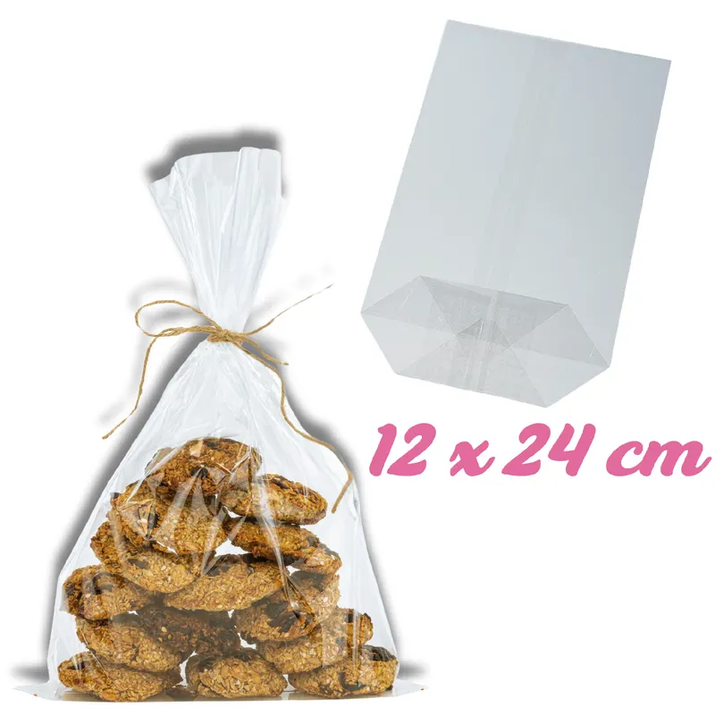 Čirý celofánový sáček s křížovým dnem na cukroví a perníčky, rozměr 12 x 24 cm