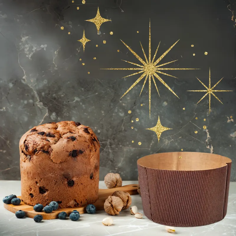 Papírová forma na mini Panettone od značky Orkla Food Ingredients pro pečení jednoho vánočního italského sladkého chleba o váze 150 g