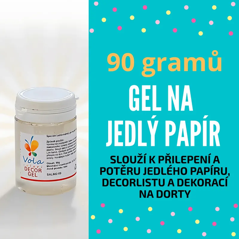 Gel na jedlý papír Vola colori v balení 90 g pro přilepení jedlého papíru na dort do velikosti A3