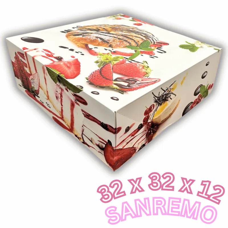 Dortová krabice Sanremo rychloskládací pro přepravu a uchování dortu o rozměru 32 x 12 cm