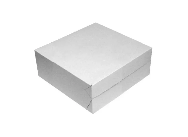 Pevná dortová krabice z vlnité lepenky o rozměrech 20 x 20 x 10 cm na přepravu dortů