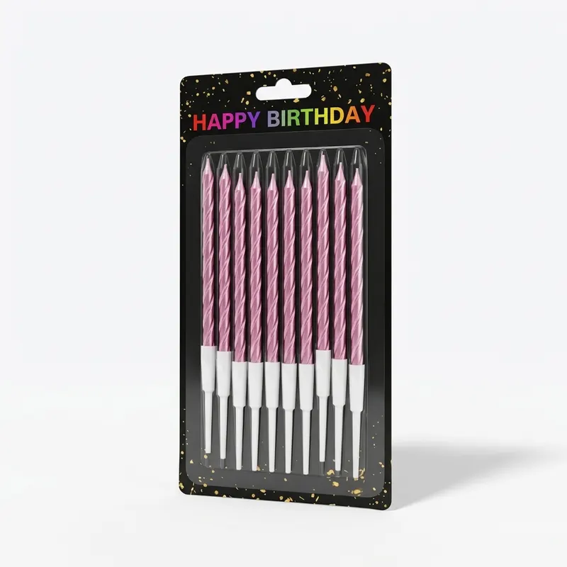 Růžové spirálové svíčky na dort, 10 kusů, výška 10 cm, k zapálení na dortech a dezertech