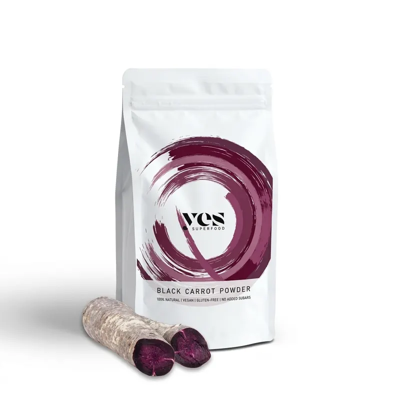 Přírodní fialové barvivo Yes Superfood z černé mrkve v prášku pro barvení polev, těst a nápojů