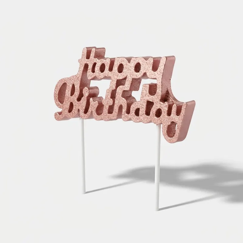 Růžová svíčka s nápisem Happy Birthday na dort pro narozeninové oslavy