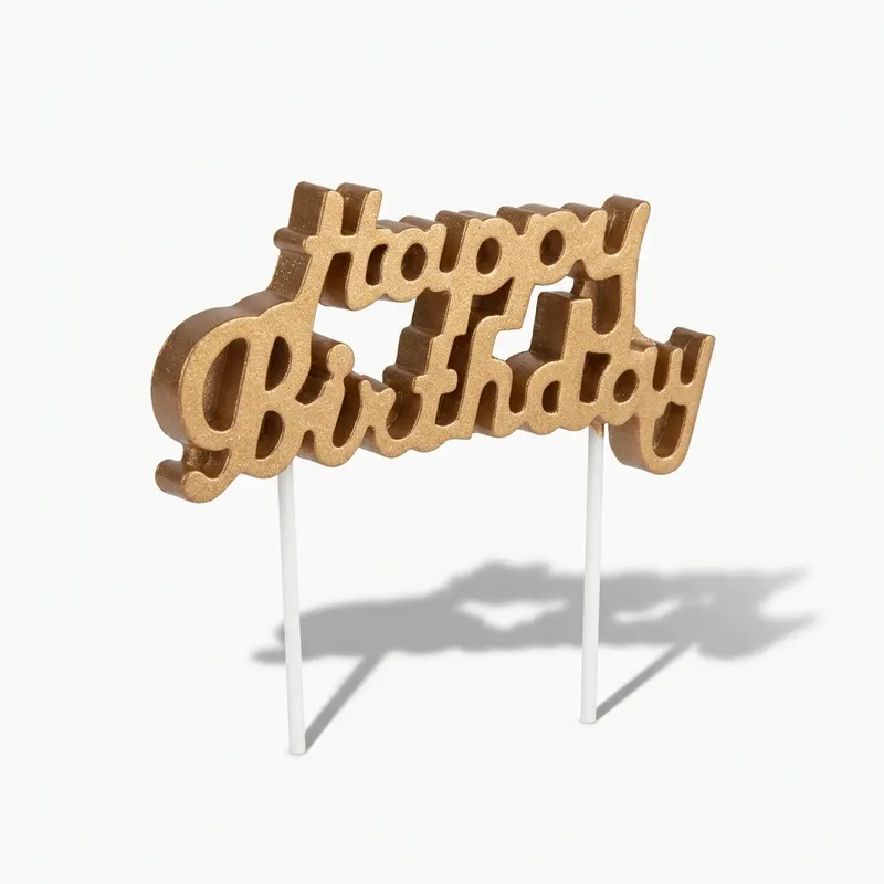 Svíčka s nápisem Happy Birthday v bronzovém provedení na dort