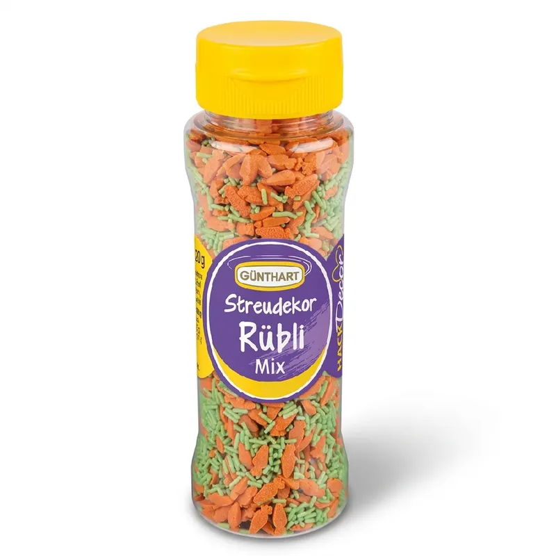 Cukrové zdobení ve tvaru mrkviček od značky Günthart, balení 120 g na dekoraci dortů a cukrovinek