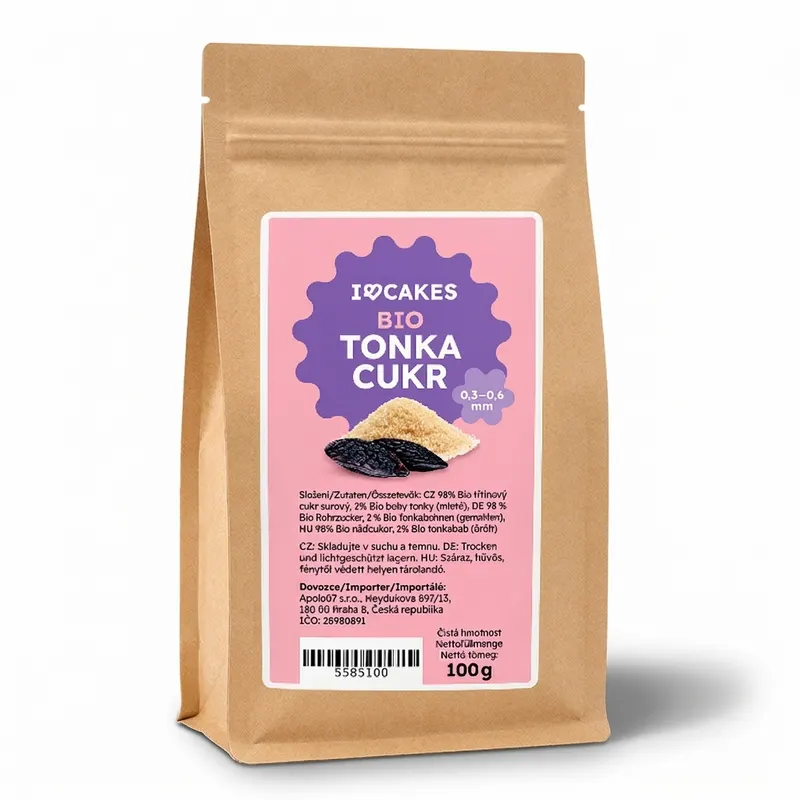 Bio tonka cukr I love Cakes s jemným zrněním pro aromatizaci dortů, krémů a pečiva