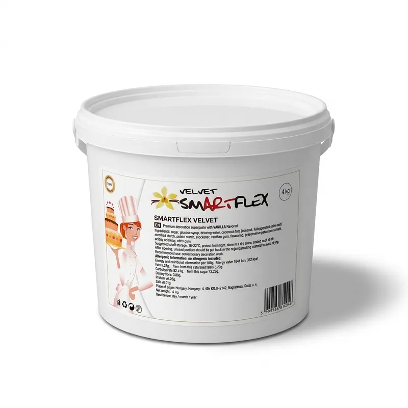 Bílá potahovací dortová hmota Smartflex s vanilkovou příchutí od značky 4-Mix na potahování a modelování dortů