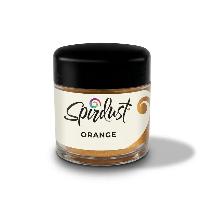 Metalická jedlá barva Spirdust v oranžovém odstínu od značky Roxy and Rich k dekorování nápojů a sladkostí