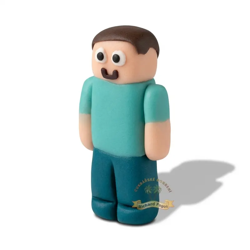 Figurka postavičky Steva z hry Minecraft z kokosové hmoty na dort, výška 6 cm, značka Fagoš