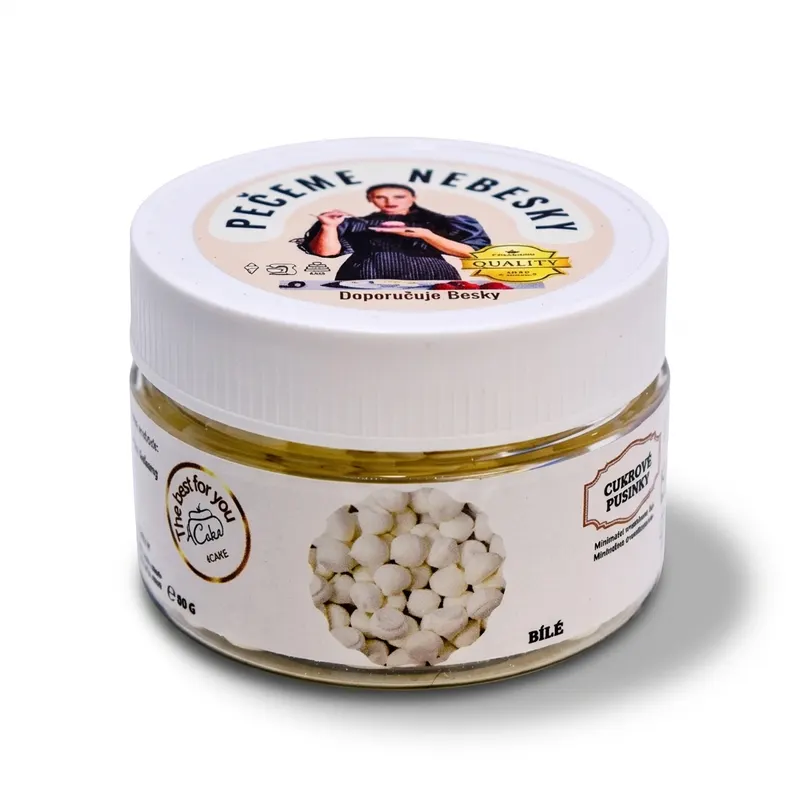 Cukrové pusinky bílé pro zdobení dortů a zákusků, balení 80 g