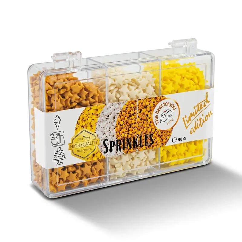 Cukrářské perličky 4Cake v bílé, žluté a zlaté barvě, 90 g pro zdobení dortů a cupcakes