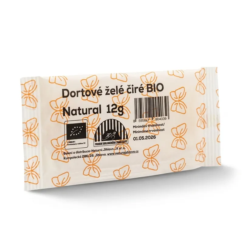 Dortové želé Natural Jihlava čiré BIO v balení 12 g na lesk a zpevnění ovocných dortů