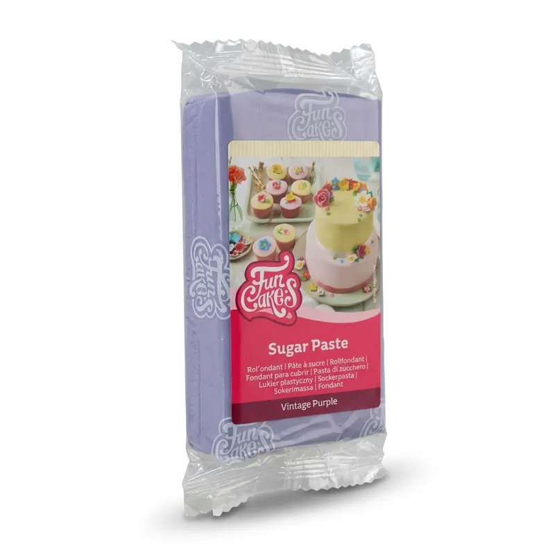 Fialová potahovací hmota FunCakes na dorty o hmotnosti 250 g, vhodná k potahování a drobným dekoracím