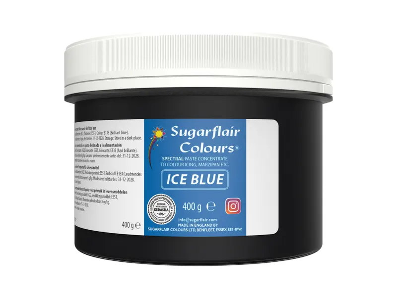 Gelová barva Sugarflair Ice Blue ledová modř 400 g