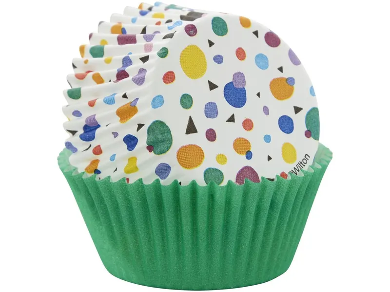 Papírové košíčky na muffiny zelené a bílé s puntíky 75 ks