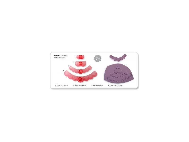 Plastová vykrajovátka Stitch Edge na okraje dortu, 4 ks