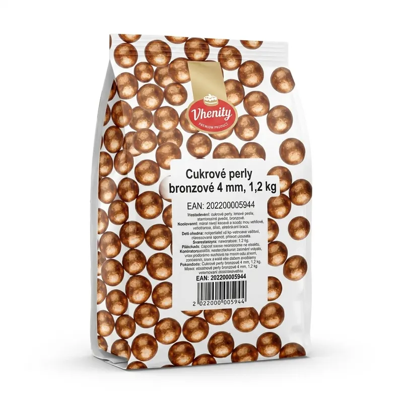 Cukrové perly bronzové 4 mm, 1,2 kg