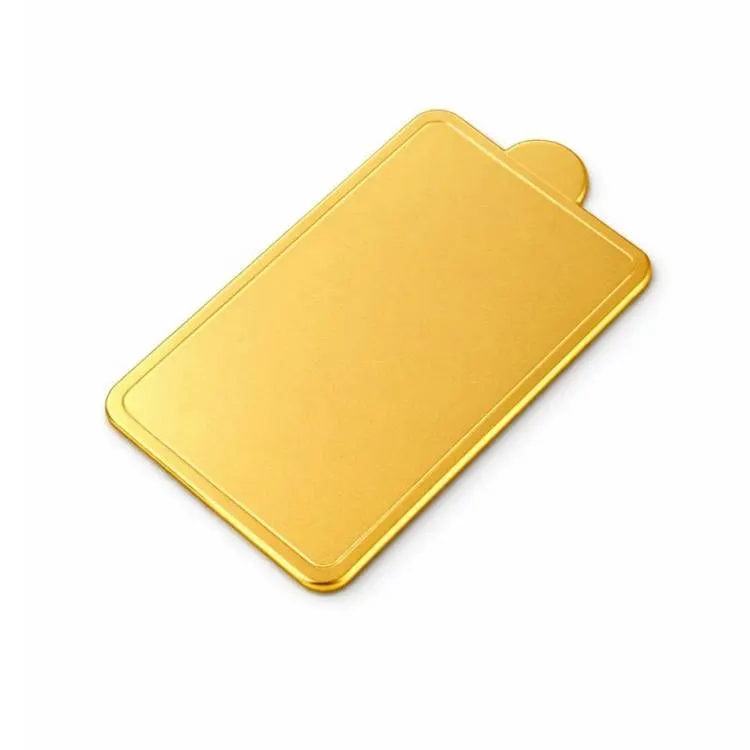 Tenká podložka pod minidezerty zlatá obdélník 10x6 cm