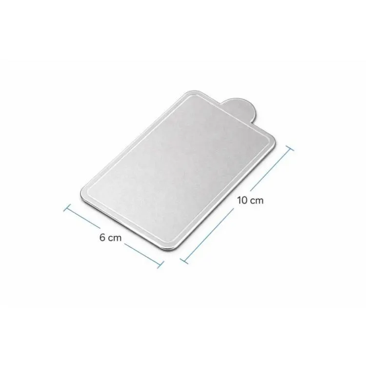 Tenká podložka pod minidezerty stříbrná obdélník 10x6 cm