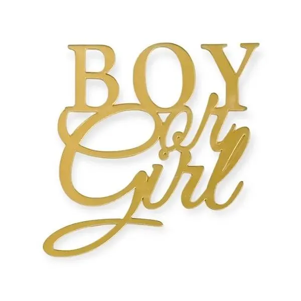 Plastová dekorace na okraj dortu Boy or Girl zlatá