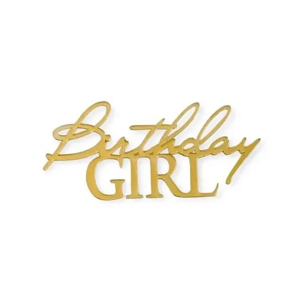 Plastová dekorace na okraj dortu Birthday girl zlatá