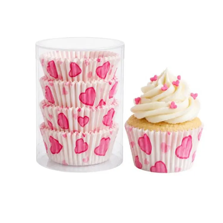 Košíčky na mini muffiny růžová srdíčka 100 ks