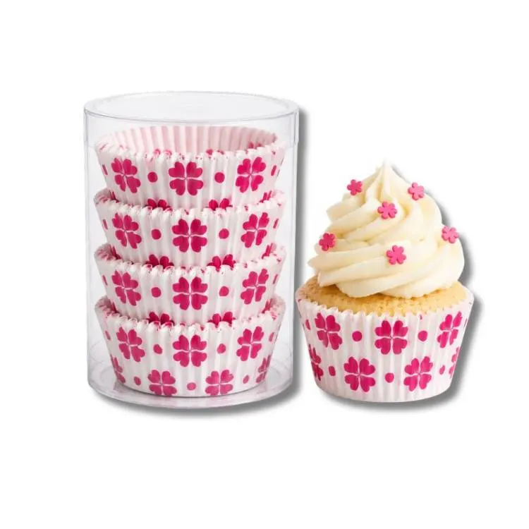 Košíčky na mini muffiny růžové čtyřlístky 100 ks
