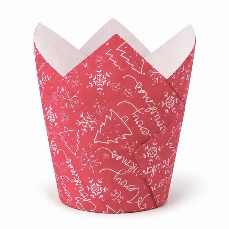 Košíčky na muffiny Tulip červené vánoční 5 x 8 cm 12 ks